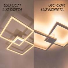 Imagem de Arandela Plafon Led 67w 66x66cm Luz Direta / Indireta Branca St1254