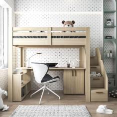 Imagem de Cama Alta Infantil Com Escada, Escrivaninha E 6 Portas Star Plus Casat