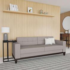 Imagem de Sofá 3 Lugares Calmness Base de Madeira Linho Cotton Cru 210 cm