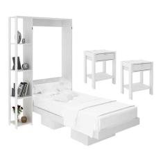 Imagem de Cama Articulada Solteiro Cm8013 Com Kit 2 Mesas De Cabeceira Branco -
