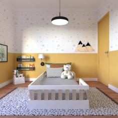 Imagem de Cama Infantil Montessoriana Solteiro Sol Yescasa Branco/Geneve