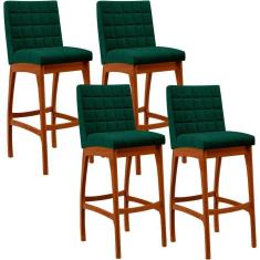 Imagem de Kit 04 Banquetas Altas Cozinha Mila B04 Bouclê Verde