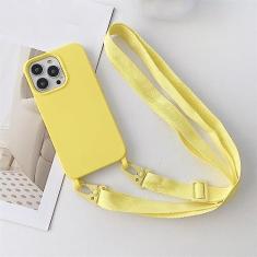 Imagem de Estojo macio de silicone líquido para cordão transversal de luxo para iPhone 13 12 Mini 11 Pro XR X XS Max 7 8 plus SE 2020 Capa para alça de ombro, amarelo, para iPhone 11 Pro