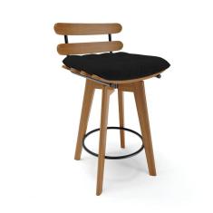 Imagem de Banqueta Giratória Costela Linho Base Madeira Preto