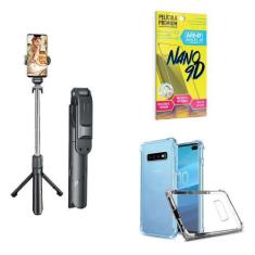 Imagem de Kit Tripé De Selfie + Capinha Samsung S10 Plus + Película 9D - Armyshi