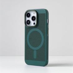 Imagem de Caixa de telefone magnética Grade respirável à prova de choque Dissipação de calor Resfriamento Capa fina Sensory HardPC para Iphone15 14 13 12 11promax, verde, para iPhone 14Pro