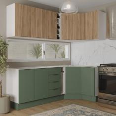 Imagem de Cozinha Modulada 8 Peças sem Tampo com Rodapé 4 Aéreos e 4 Balcões Ipanema