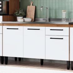 Imagem de Balcão de Cozinha para Pia 3 Portas 1 Gaveta Giovanna Freijó/branco