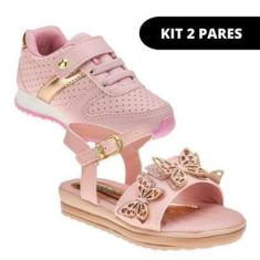 Imagem de Kit 2 Tênis Infantil Feminino e Sapatilha Casual e Escolar-Feminino
