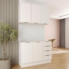 Imagem de Cozinha Modulada 2 Peças sem Tampo com Rodapé 1 Aéreo e 1 Balcão Ipanema Cabecasa Madeiramadeira Branco