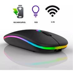 Imagem de Mouse Wireless  Recarregável LED Sem Fio RGB Portátil Silencioso