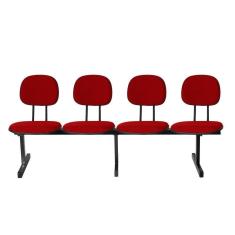 Imagem de Cadeira Longarina 4 Lugares Estofada Ecoflex Vermelho