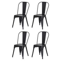 Imagem de Kit 4 Cadeiras Tolix Iron Design  Fosco Aço Industrial Sala Cozinha Jantar Bar