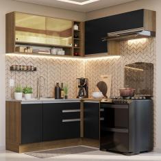 Imagem de Armário De Cozinha 349Cm Rustic/Preto Glamy 06 Rustic/Preto