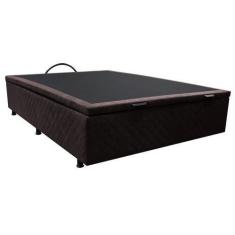 Imagem de Base Box Baú Para Cama Viúva 128X188cm Liz S05 Suede Bordado Marrom -