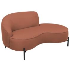 Imagem de Sofá Curvo 02 Lugares 150cm Braço Direito Thommy Pés Preto Fosco Linho