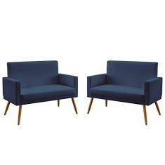 Imagem de Kit 2 Poltronas Namoradeiras Decorativas Estofadas Para Sala De Estar Vega Com Rodapé Sued  Marinho Aradecor
