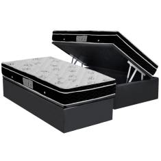 Imagem de Cama Box Baú Solteiro: Colchão Molas Ortobom Nanolastic Physical + Base CRC Suede Gray(88x188)