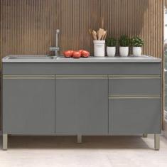 Imagem de Balcão para Cozinha 3 Portas 1 Gaveta 150cm Line Kits Paraná Gris