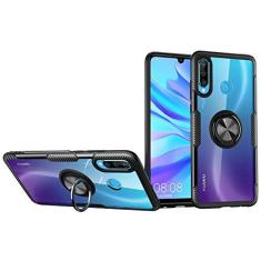 Imagem de SORAKA Capa transparente para Huawei P30 Lite com suporte para anel,capa de PC rígida transparente Capa Huawei P30 Lite com placa de metal para suporte magnético de telefone para carro
