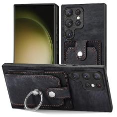 Imagem de Carteira com slot para cartão capa de telefone para Samsung Galaxy S21 S20 FE S23 S21 Ultra Plus magnético suporte para anel de dedo capa de couro, preto, para Galaxy S20 FE
