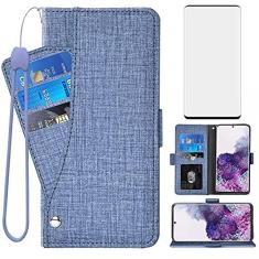 Imagem de Asuwish Capa carteira compatível com Samsung Galaxy S20 Glaxay S 20 5G UW 6,2 polegadas, protetor de tela de vidro temperado e capa flip de couro, porta-cartões, capas para celular para Gaxaly 20S G5