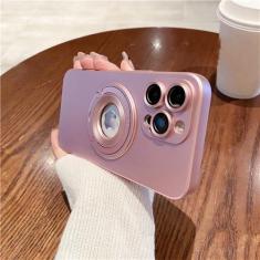 Imagem de Para iPhone 15 Pro Max suporte magnético capa de telefone com moldura fosca para iPhone 11 12 13 14 15 Plus capa protetora de lente, capa magnética rosa, para iPhone 11