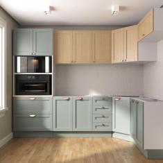 Imagem de Cozinha Modulada 7 Peças sem Tampo 1 Torre 3 Aéreos 3 Balcões Arizona Cabecasa Madeiramadeira Figueira/Menta