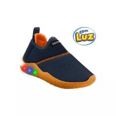 Imagem de Tênis Infantil Menino Guty LED Marinho Laranja Pé com Pé 38594-034-Masculino