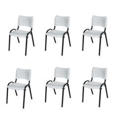 Imagem de Kit 6 Cadeiras Iso Fixa Tubular Igreja Escritório Sorveteria Empilháve
