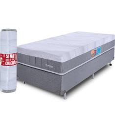 Imagem de Cama Box com Colchão Solteiro Molas Ensacadas e Pillow Top de Espuma Viscoelástica a Vácuo Infinity Premium 88x188cm - BF Colchões
