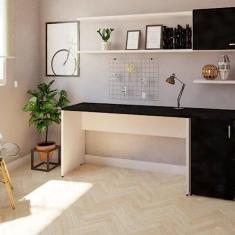 Imagem de Mesa Reta Corp 25mm 160 cm Bramov Móveis Branco/Preto