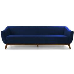 Imagem de Sofá 3 Lugares Athenas, Azul Base Madeira Larbelle Moveis - Larbelle M