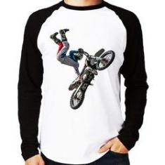 Imagem de Camiseta Raglan Motocross Freestyle Trick Manga Longa - Foca Na Moda