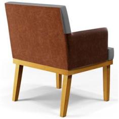 Imagem de Kit 02 Poltronas Decorativas Sala de Estar Beatriz W01 Linho  Escuro Corano Marrom - Lyam Decor