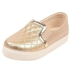 Imagem de Tênis Slip On Infantil Menina Matelassê Dourado
