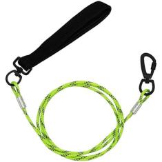 Imagem de ZHOMA Coleira para cães de metal à prova de mastigação de 1,8 m com alça confortável, cabo de aço resistente para controle de cães grandes, médios, pequenos, caminham e trem, coleira para animais de