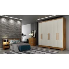 Imagem de Guarda Roupa Solteiro Com Pés 6 Portas 4 Gavetas - Veneza-Cumaru/Fendi