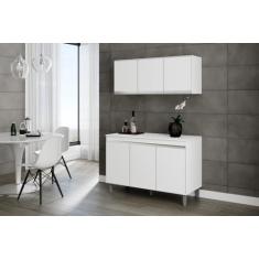 Imagem de Aéreo 3 Portas Emma + Gabinete Balcão Mia 3 Portas Para Cozinha Branco