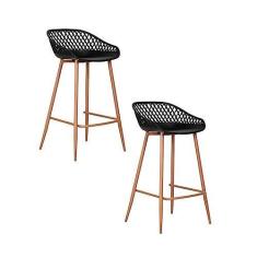 Imagem de Kit 2 Banquetas Polipropileno e Aço Mônaco Média Fratini Preto