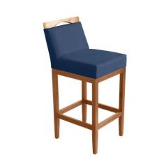 Imagem de Banqueta Alta Lyara com Encosto e apoio para Pés estofado Suede - Mari