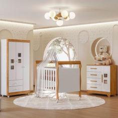 Imagem de Quarto de Bebê Completo Mila 100% Mdf 4 Portas 6 Gavetas Branco/Amadei