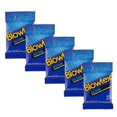 Imagem de Kit C/ 5 Pacotes Preservativos Blowtex Action C/ 3 Unidades Cada