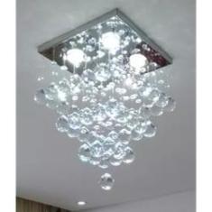 Imagem de Lustre De Cristal Para Sala , Quarto, Escritório, Base De Inox Espelhado 30x30cm Legítimos K9