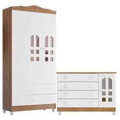 Imagem de Cômoda Gran Selena E Guarda Roupa Infantil New Selena 3 Portas Branco