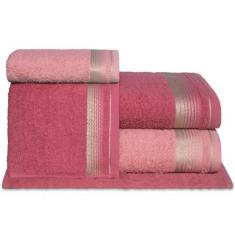 Imagem de Jogo de Toalhas Gigante 5 Peças 380g/m2 100% Algodão Sublime (Terracota + Rosa Crochê)