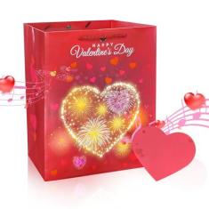 Imagem de DTESL Bolsa de presente musical Lights Fireworks and Cheering para Dia dos Namorados - Projetada para Dia dos Namorados, casamentos e aniversários, bolsas de música para esposa, maridos, homens e