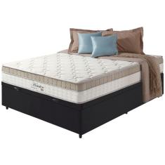 Imagem de Cama Box Baú Casal Preto + Colchão Molas Ensacadas Houston Pillow Inn 138x188x70cm