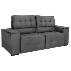 Imagem de Sofá Cama Retrátil Sala Vicenza Vicenza 210cm Suede Cor Cinza Escuro