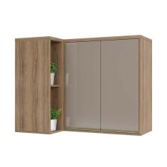Imagem de Armário Aéreo Canto Reto 95 cm 2 Portas de abrir 1 Prateleira Mel Luciane Móveis